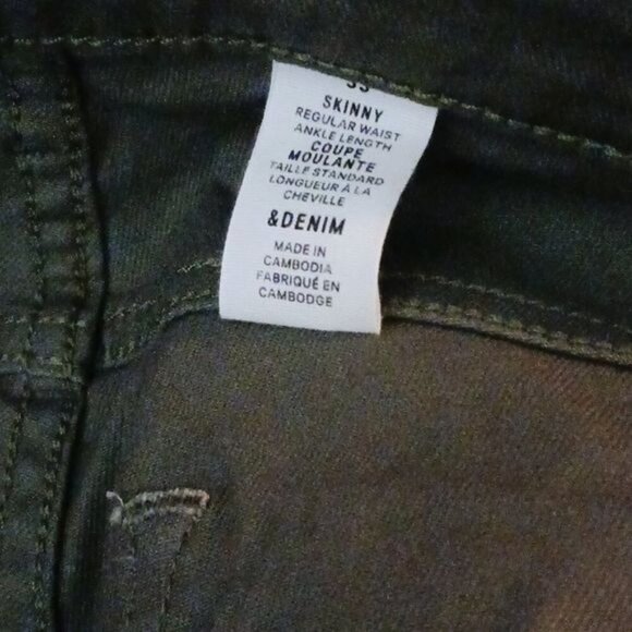 H&M Jeans Green Denim Skinny Fit Ankle Length Stretch Womens Size 33 - Picture 6 of 7